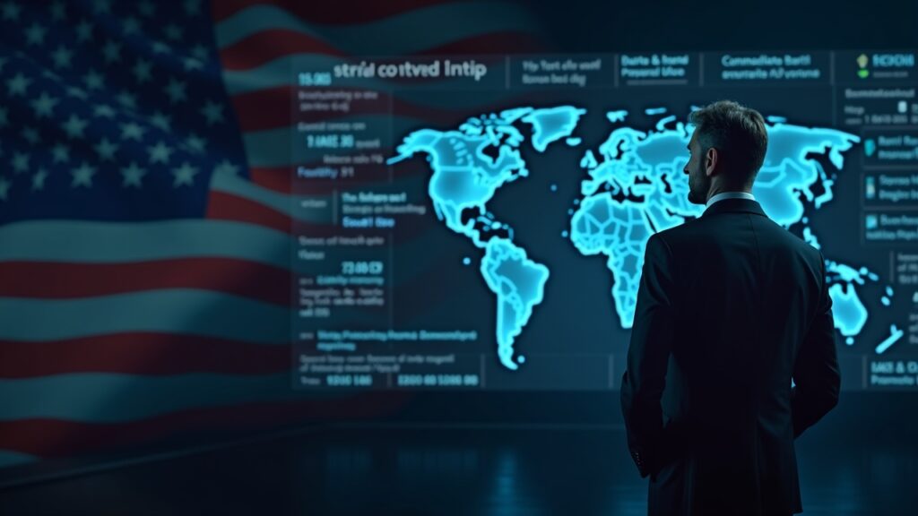 How the new U.S. crypto bill could finally define commodities and securities Executive in a suit before holograms of commodities and securities, with a U.S. flag and blockchain, regulatory clarity.