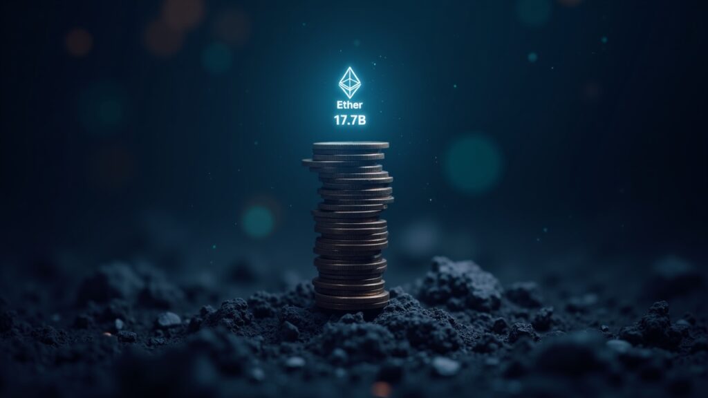 Central stack of Ether with ticker 13.7B, BitMine Immersion logo and a corporate background suggesting institutional demand.