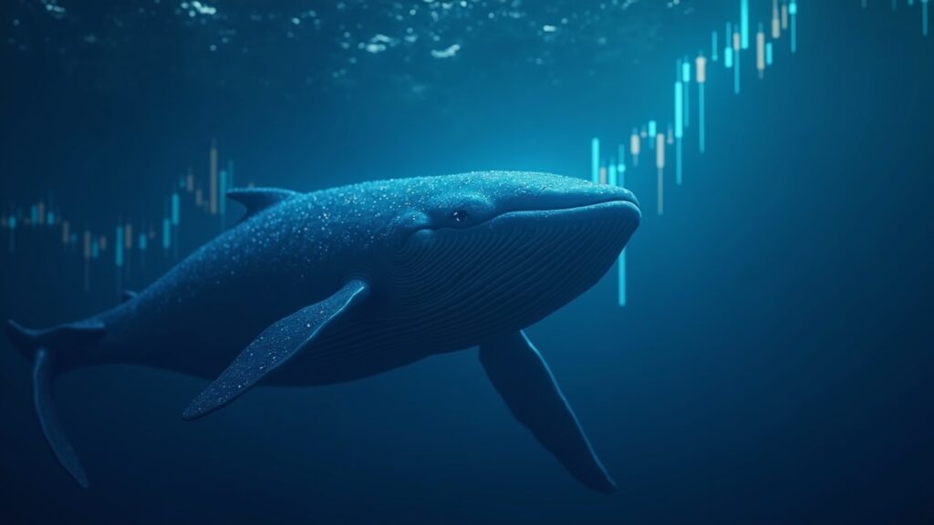 Whales buy $1.37 billion of Ethereum after sharp 12% drop in November Ethereum whale in a digital ocean with ETH tokens rising and a price chart in the background, crypto-blue tone