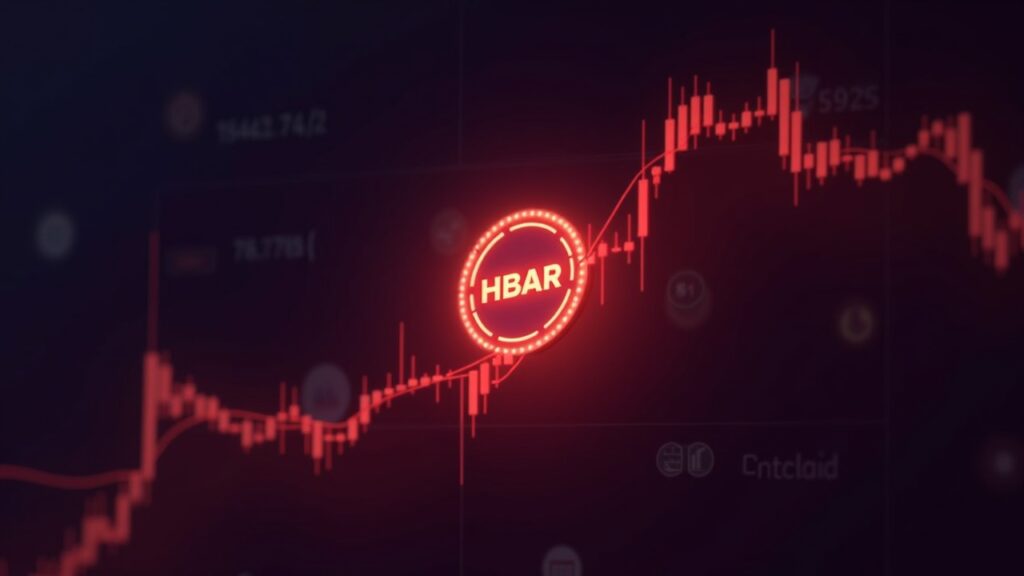 HBAR breaks key support as bearish sentiment overcomes DeFi momentum Crypto editorial graphic: HBAR logo breaks support with red glow, background of DeFi icons fading.