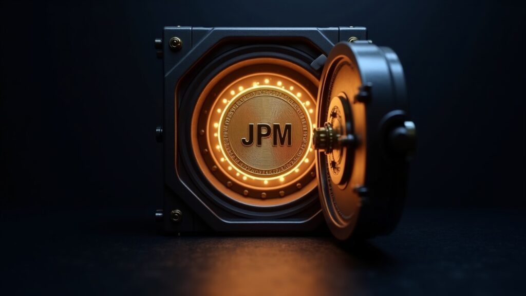 JPMorgan launches JPM Coin on Base as first regulated bank money on a public blockchain JPMorgan's vault opens, JPM Coin shines and connects the banking network to a Base/ETH-type public chain, modern and technological design