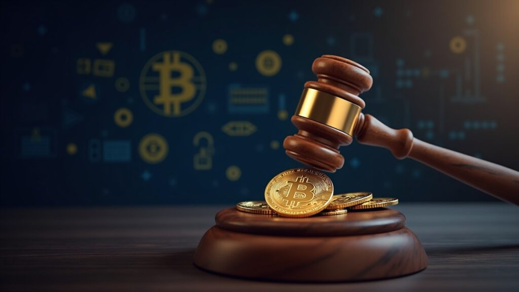 Samourai Wallet developer sentenced to 5 years in prison for unlicensed money transmission Bitcoin wallet in a photorealistic scene under a judge's gavel, with CoinJoin motifs and emphasis on privacy in the face of regulation