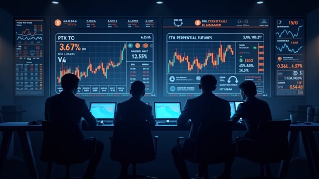 Singapore Exchange to launch Bitcoin perpetual futures capturing global institutional demand Trading floor with SGX branding; screens show BTC and ETH perpetuals and funding charts for institutional investors.