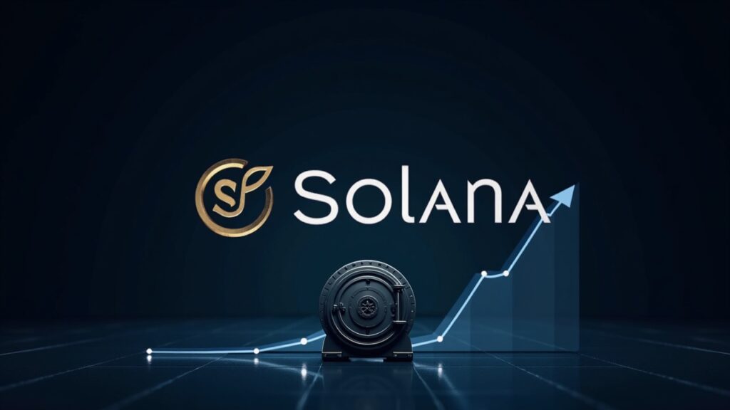 Crypto news header with Solana logo, a secure vault and a declining supply chart for SIMD-0411