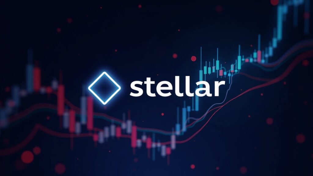 Stellar slips as key support breaks, signaling mounting bearish momentum Stellar logo centered over a price chart breaking a support level, neon glow and newsroom style, bearish signal.