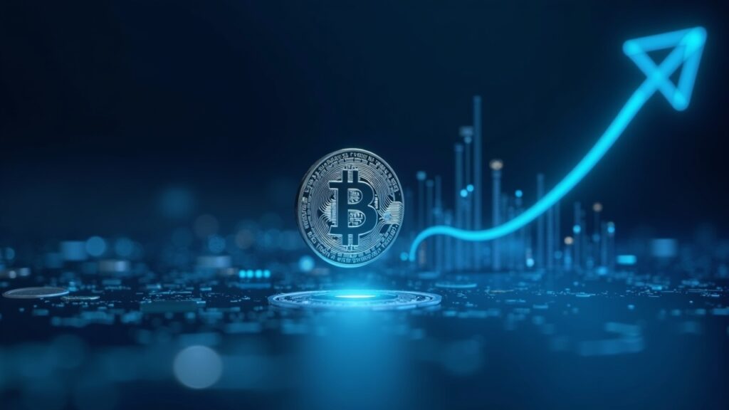 Tether invests in Ledn to expand Bitcoin-collateralized loans amid rising demand Bitcoin at center as collateral, connected to a digital credit line on a fintech desk, with a blue glow.