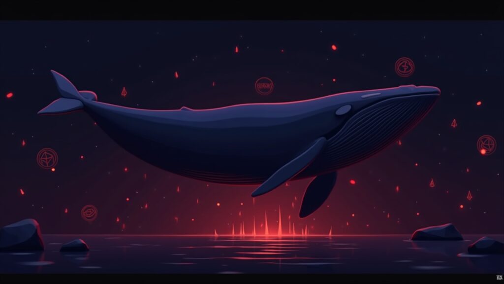 Crypto whales dump Ethena (ENA): 13% drop risk if $0.29 support breaks Large whale over a falling ENA chart, with ETH/ENA logos and a decentralized network background.
