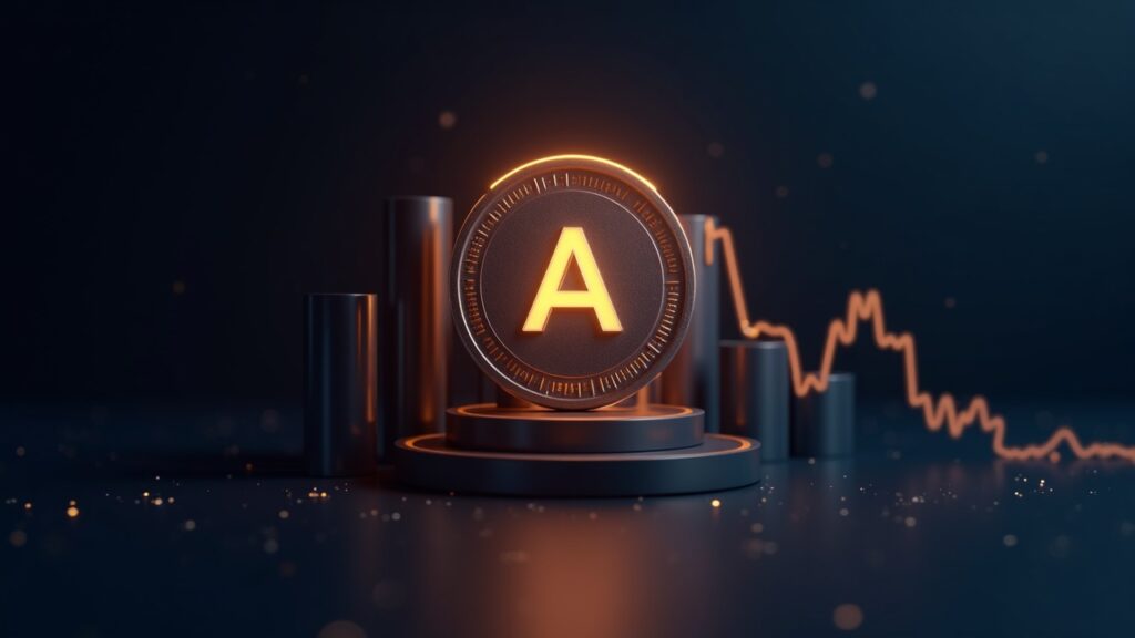 Aptos challenges market climbing to 1.76 dollars ahead of massive token unlock Photorealistic header of a glowing APT token at center with unlocking bars and a subtle rising price chart.