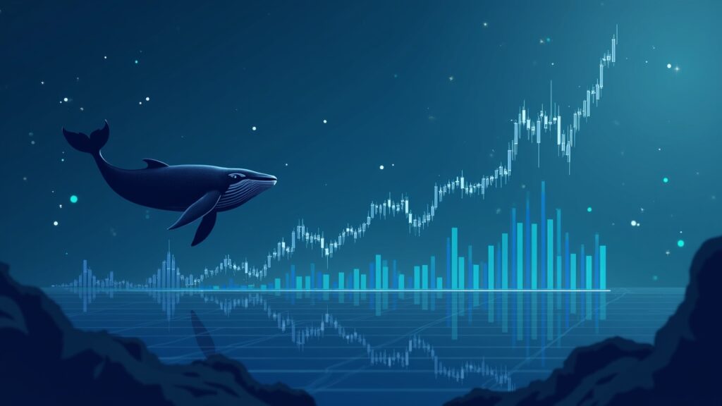 Photorealistic header with a falling ASTER price chart, whale silhouette, six bold address icons, and a subtle ASTER logo.