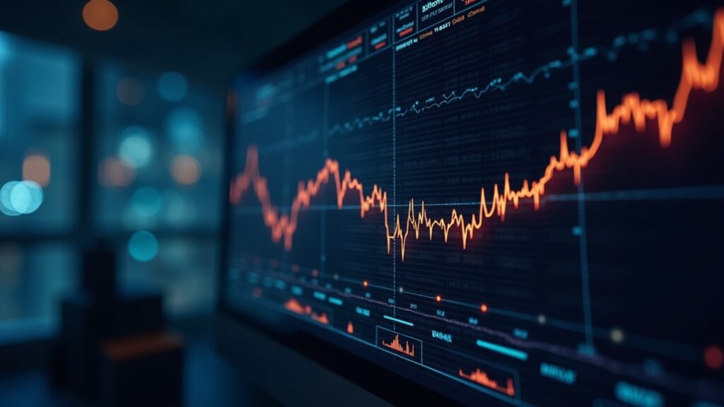 Photorealistic Bitcoin ETF dashboards glow beside institutional investors in a modern newsroom, signaling crypto fund inflows.
