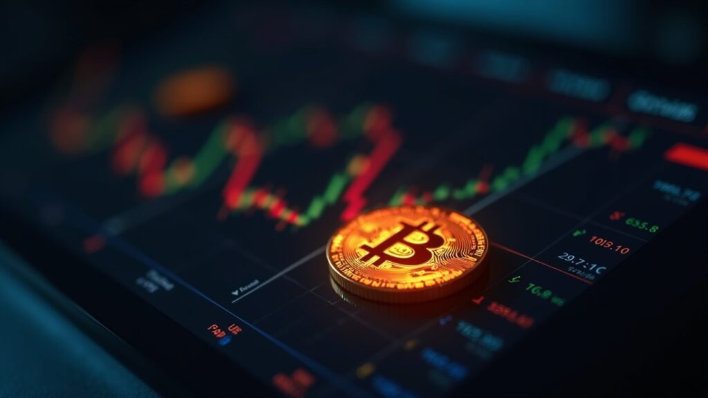 Bitcoin ETFs attract 457 million dollars led by BlackRock and Fidelity Photorealistic close-up of a trader's desk with a glowing Bitcoin symbol, ETF tickers and market data.