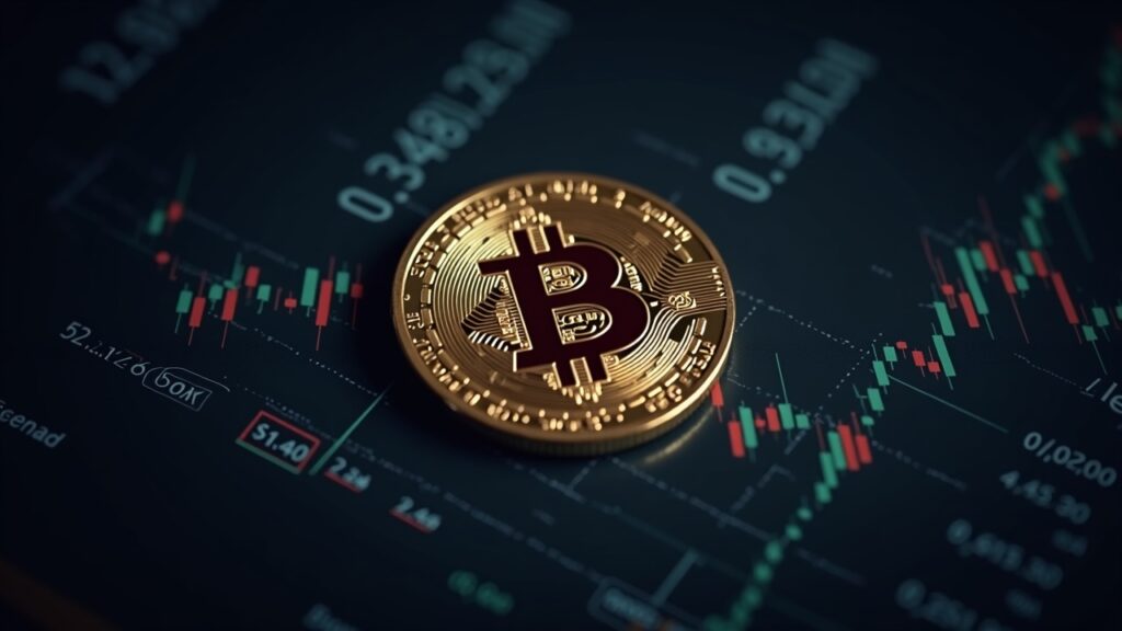 Bitcoin defends critical level as analysts warn of drop to 76,000 dollars Photorealistic Bitcoin coin centered over a chart showing 0.382 Fibonacci level and a looming death cross.
