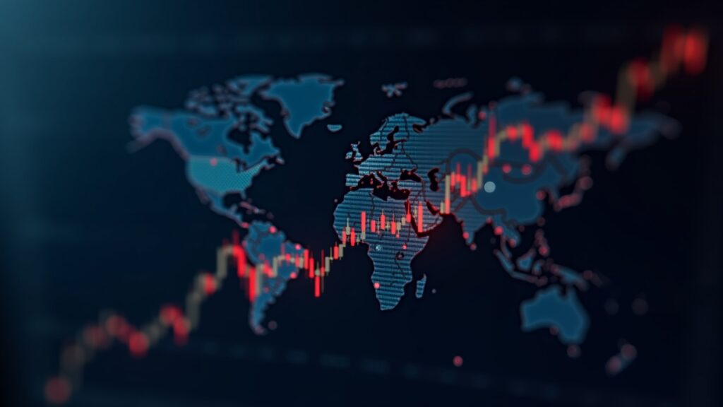 BNB falls below key support as crypto market cap slips toward $3 trillion Photorealistic close-up of a crypto trading screen showing BNB breaking key support with a 3-trillion market-cap overlay and a holographic world map.