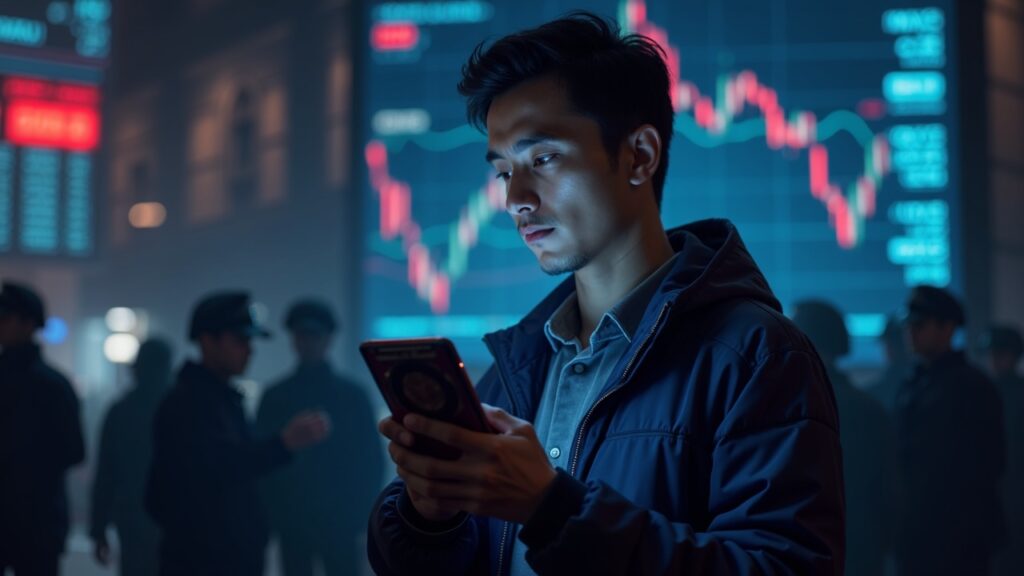 Spanish police dismantle network linked to crypto “wrench attack” murder Hyperrealistic crypto-trader with a glowing hardware wallet, police silhouettes, and digital charts in a newsroom style.