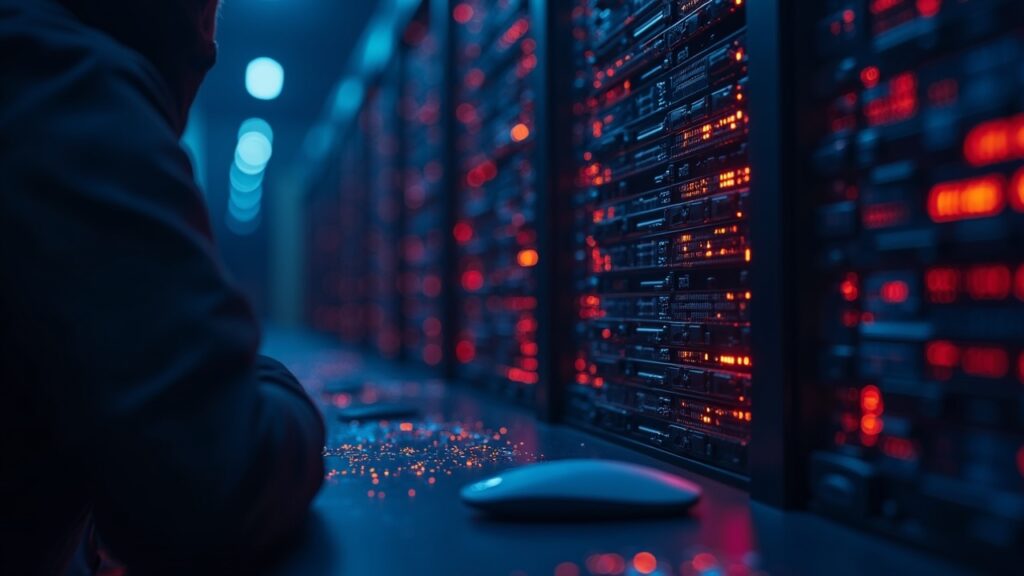 ETH validator entry queues rise while exit queues shrink, futuristic data center with glowing inflow charts