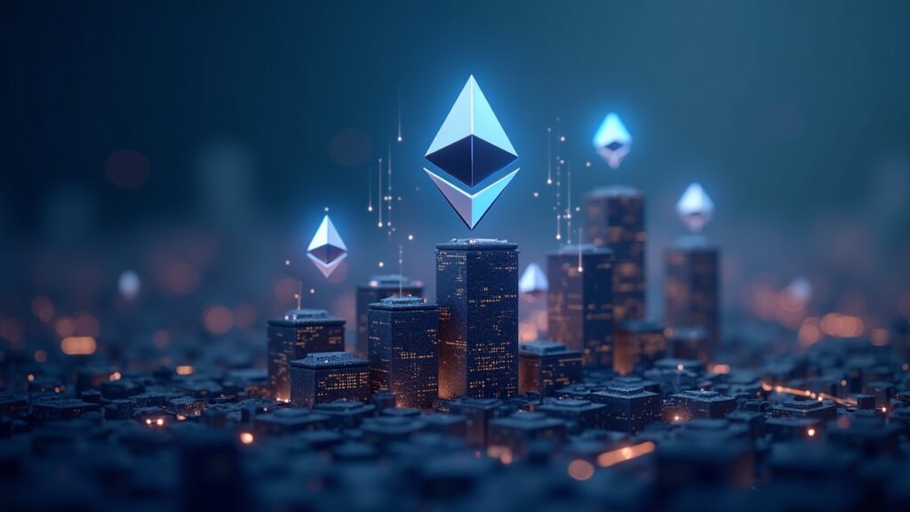 Ethereum rises as altcoin-season fear eases and select tokens join the move Photorealistic header: Ethereum logo rises over a digital cityscape with floating altcoin icons, signaling selective rotation.