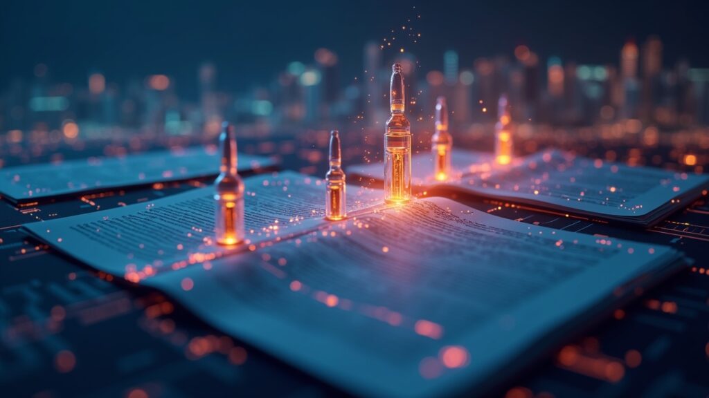 Pineapple Financial Migrates 10 Billion of Its Mortgage Portfolio to Injective Network Mortgage records morph into glowing Injective tokens on a secure, on-chain ledger beside a futuristic city skyline.