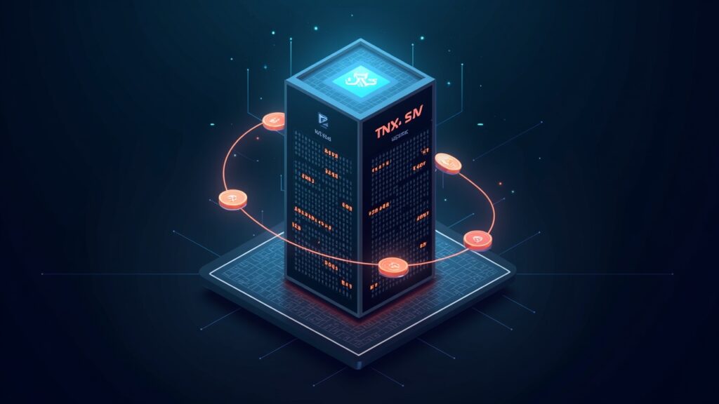 TenX Protocols to start trading on TSX Venture Exchange (TNX.V) after raising approximately USD $24M TenX Protocols data center merging with a stock-exchange facade; TNX.V glows as SOL, SEI and USDC orbit a network symbol.