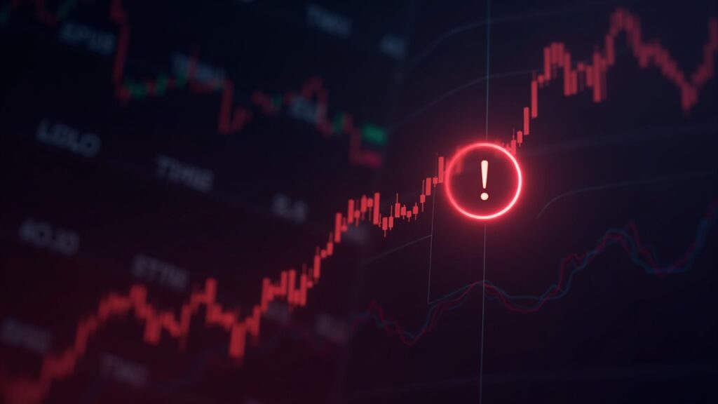 Terra Luna price prediction: LUNA reaches seven-month peak Photorealistic crypto newsroom header with rising LUNA chart, red warning icon, and faded data feed signaling volatility.