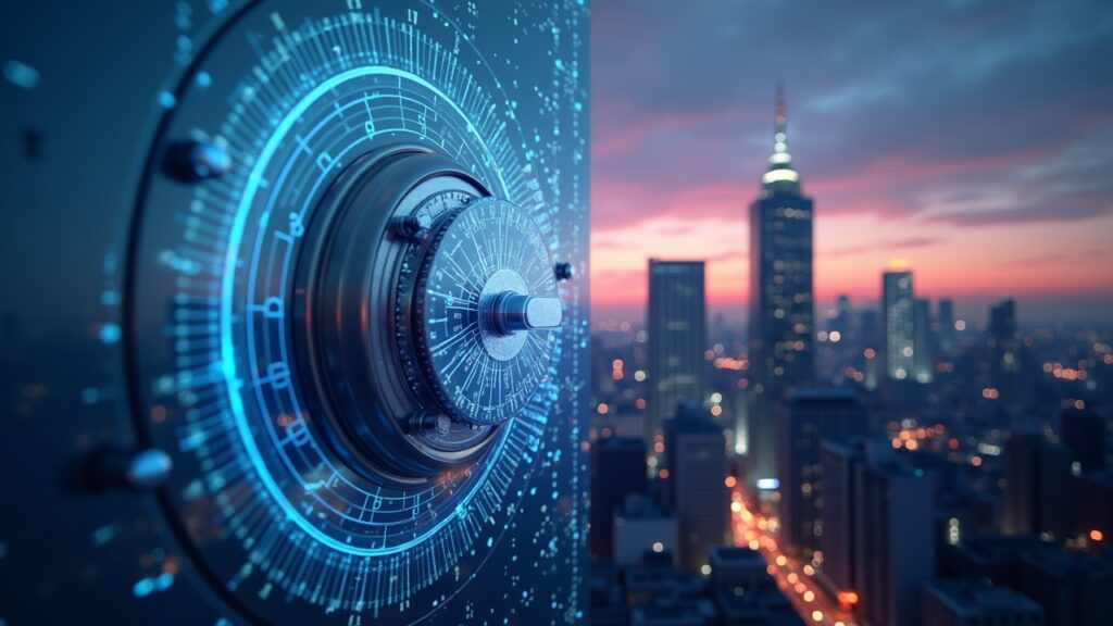 Japan will force exchanges to hold million-dollar reserves to protect users Tokyo skyline at dusk with holographic graphs over a vault door, illustrating crypto liability reserves regulation.