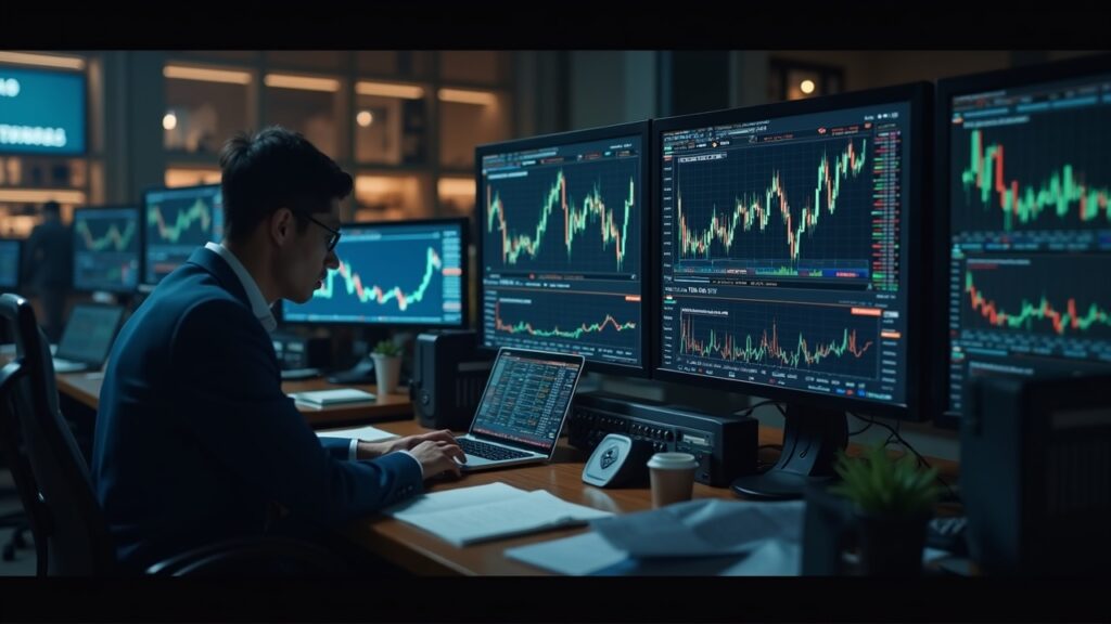 Wall Street turns crypto risk into a $530 million structured trade tied to a major Bitcoin ETF Photorealistic Wall Street desk with Bitcoin and ETF tickers morphing into structured notes.