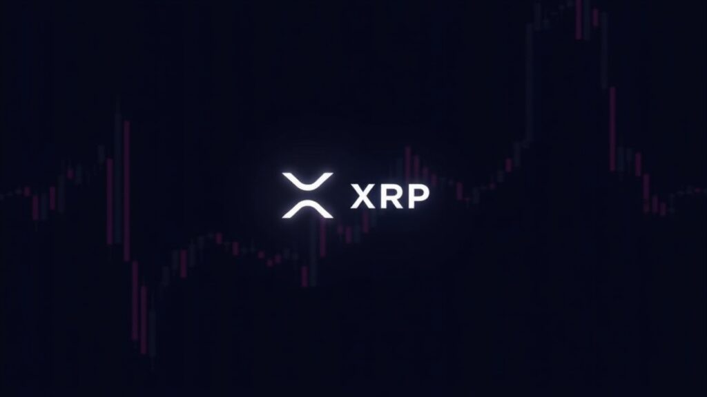 XRP logo centered above a high-contrast crypto chart showing a bearish cross and a volume spike near resistance at 1.93.
