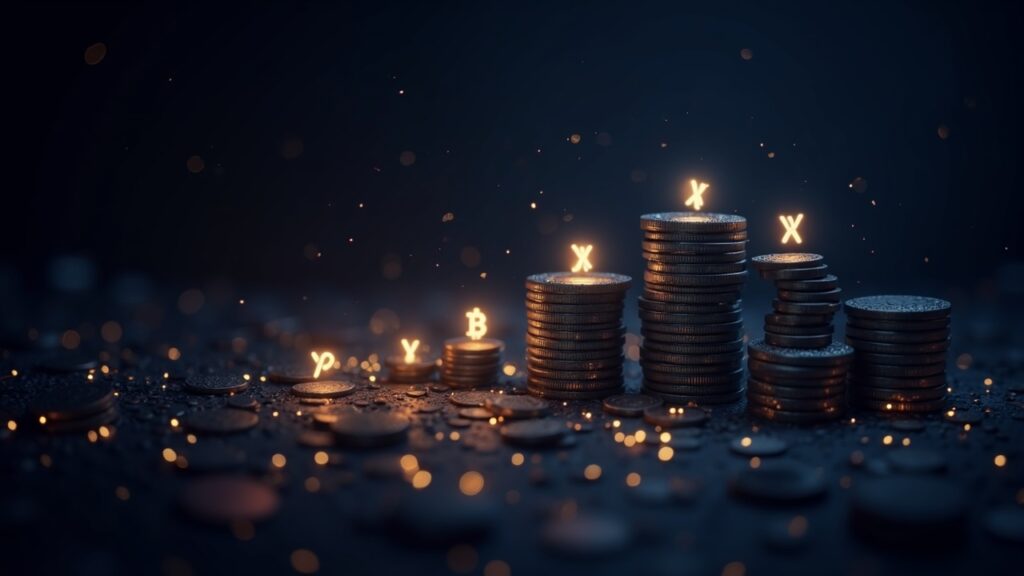 350 Million XRP shifts to larger whales as mid-tier holders sell in a range-bound market Photorealistic XRP tokens flow from many wallets into whale wallets against a blockchain backdrop in a downtrend.