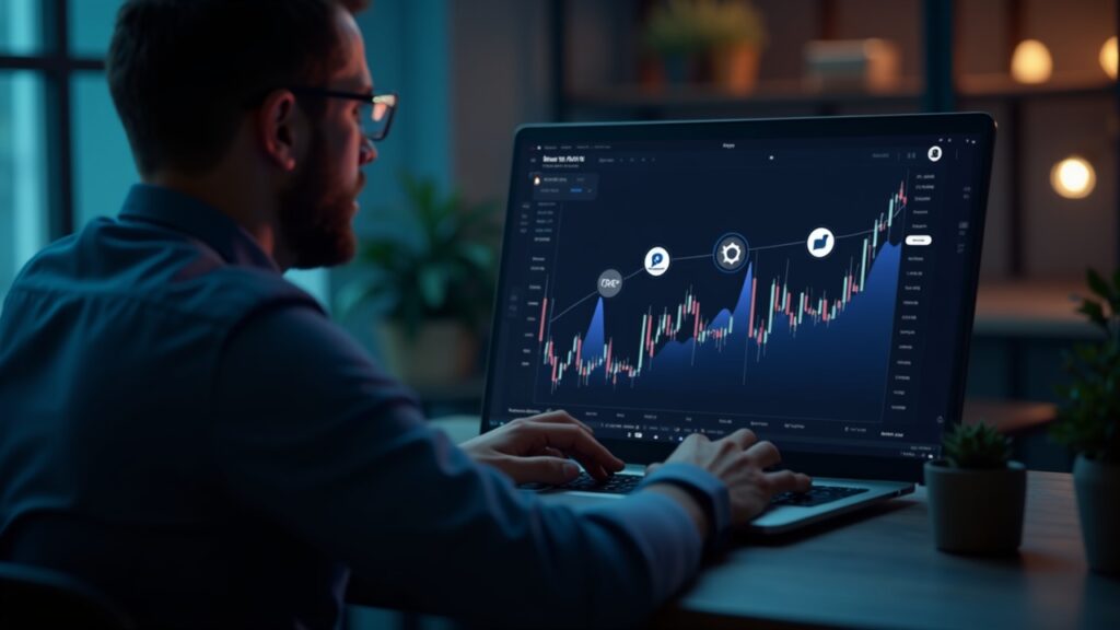Trader in a newsroom, laptop shows rising ZEC chart forming an ascending triangle near resistance with whale icons.
