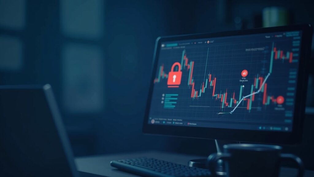Newsroom scene with Aptos logo, falling price chart, unlock icon, and regulatory symbols signaling selling pressure