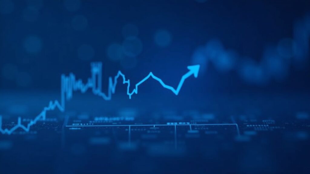 Coinbase stock decline with Bitcoin and crypto infrastructure icons on a blue digital trading floor.