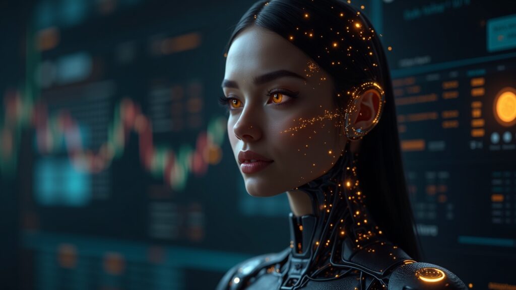 Photorealistic AI agent with ERC-721 identity, reputation badge, and validation seal, linked to Ethereum mainnet.