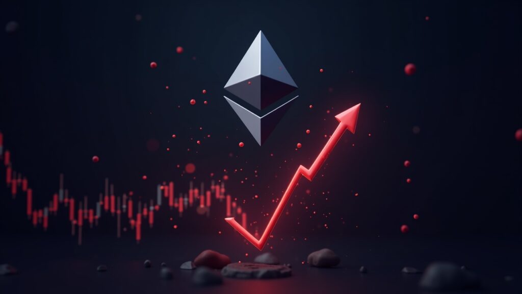 Ethereum logo breaking below a glowing $2.8k support line with red arrows and a collapsing price chart toward $2.1k amid ETF outflows.