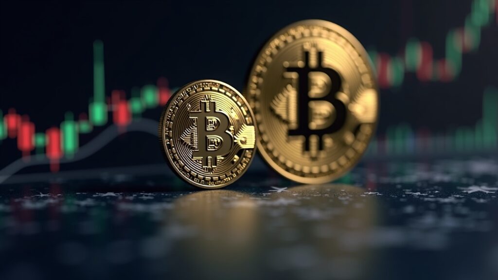 HBAR slips toward $0.102 as Bitcoin correlation wanes Photoreal Hedera HBAR coin with a chart showing a double top and a faded Bitcoin symbol in the background.