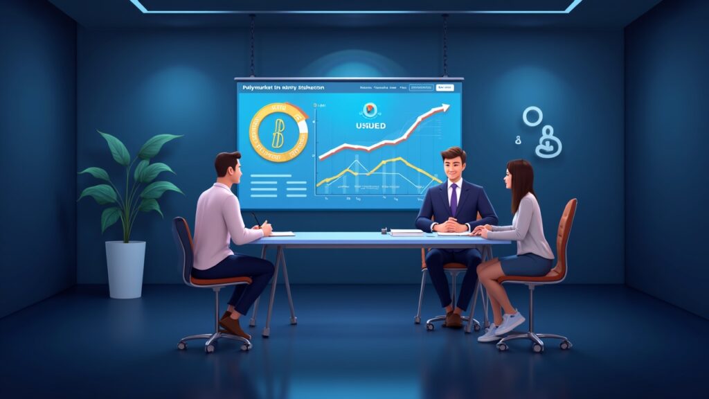 Political betting on Polymarket could drive a major stablecoin boom in 2026 Newsroom-style dashboard showing Polymarket USDC flows into a native stablecoin, with regulatory icons in the background.