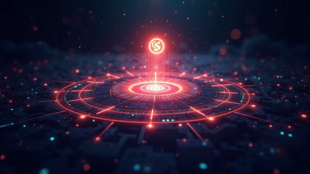 Photorealistic header with RedStone and STM logos merging into a glowing oracle hub, featuring tokenized asset streams.