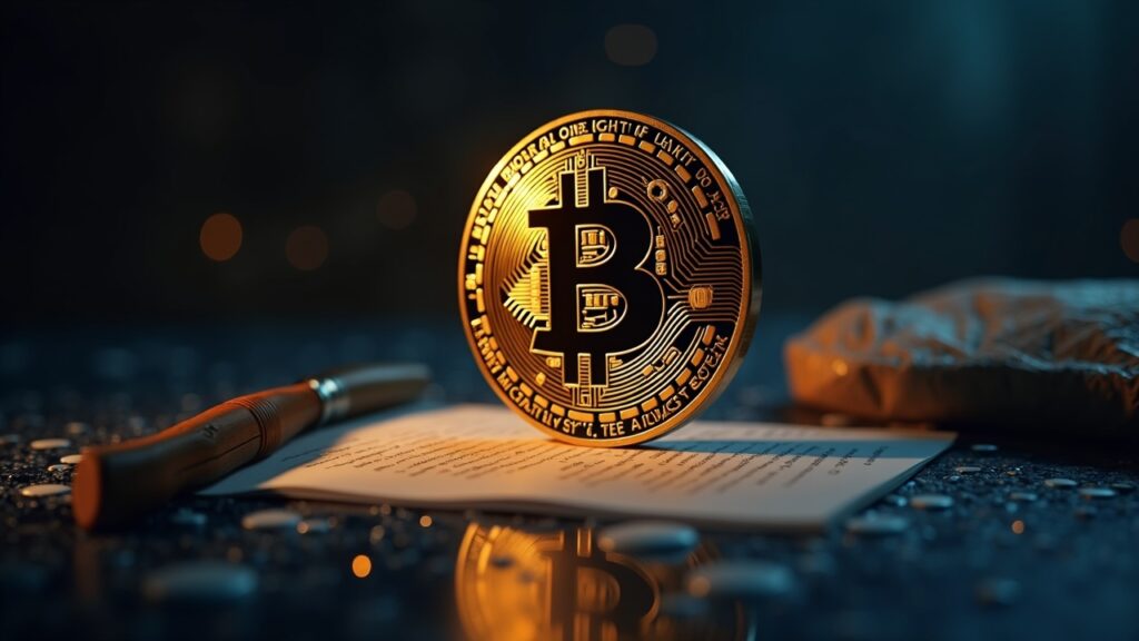 Galaxy Digital reports $482 million net loss following the 2025 market price slump Realistic newsroom image showing Bitcoin logo with legal documents and a subtle quantum-circuit backdrop.