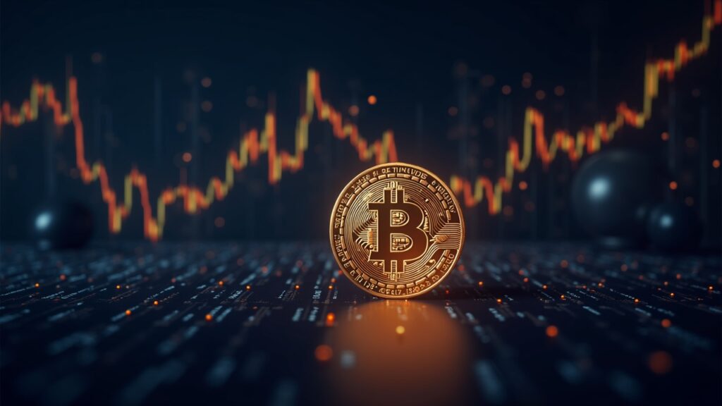 BNB coin with a downward price chart toward $730 and network nodes representing 1M daily addresses in a blockchain grid.