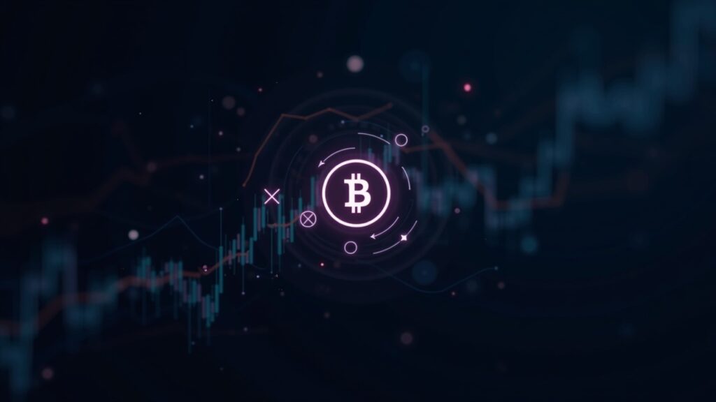 Realistic crypto market header with Bitcoin glyph, tapering inflow/outflow arrows, XRP highlights on a sleek data dashboard