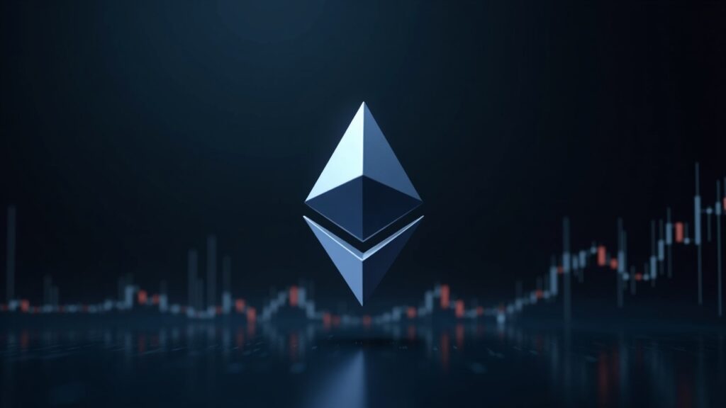 Ethereum Price Under Threat of $1,500 Drop as Accumulation Crashes 90% Photorealistic Ethereum logo centered, fading into a bearish chart toward 1500 with a newsroom backdrop.