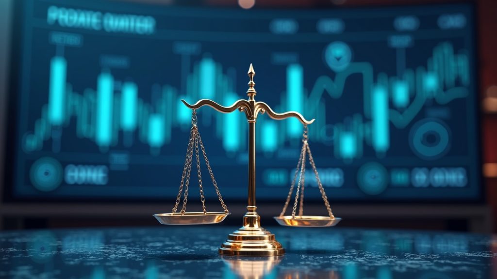 The SEC chairman hinted at possible changes in prediction markets: What did he say? Photoreal newsroom with a central screen showing prediction market data, scales of justice behind blockchain icons, and a subtle SEC logo.