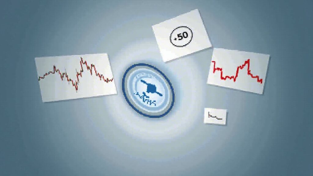 Solana logo centered with three bearish chart overlays and a $50 target in a clean newsroom style