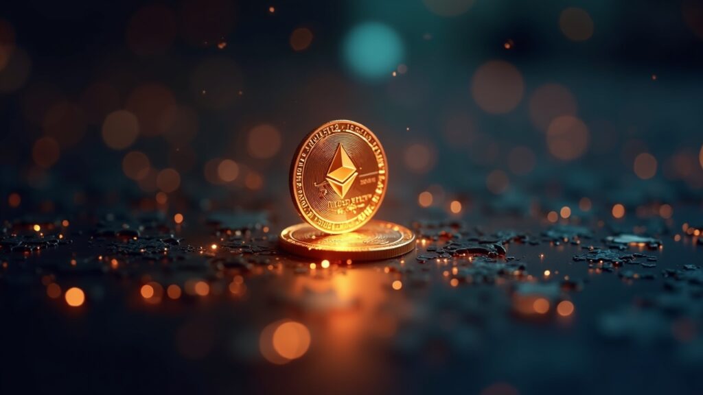 Ethereum Fusaka upgrade triggers massive surge in stablecoin dust transactions Photorealistic header showing a glowing micro-stablecoin transfer on Ethereum after Fusaka, with data streams and nodes.