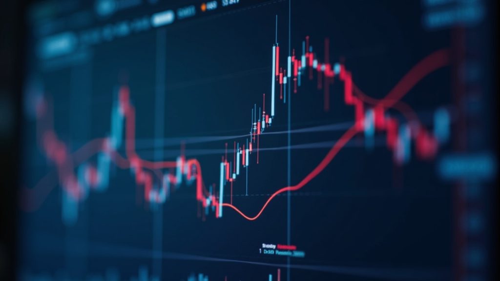 Retail trader watches volatile UNI price chart with BlackRock and Uniswap logos and rising and falling arrows.