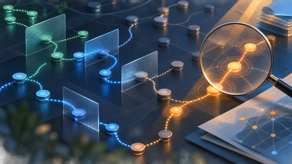 Public blockchain transaction paths separated for privacy while reused paths become linkable