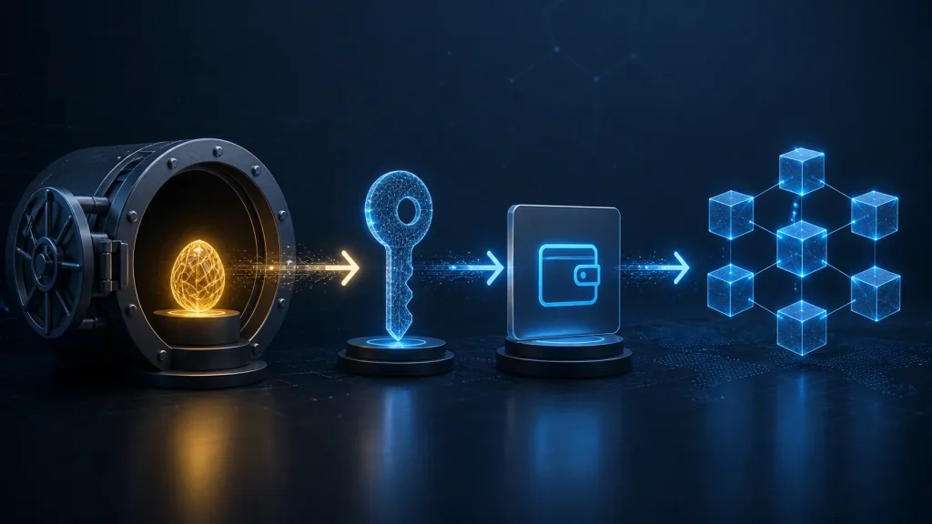 Public Keys, Private Keys, Wallets and Bitcoin Addresses Explained Protected private key generating public verification and blockchain payment information